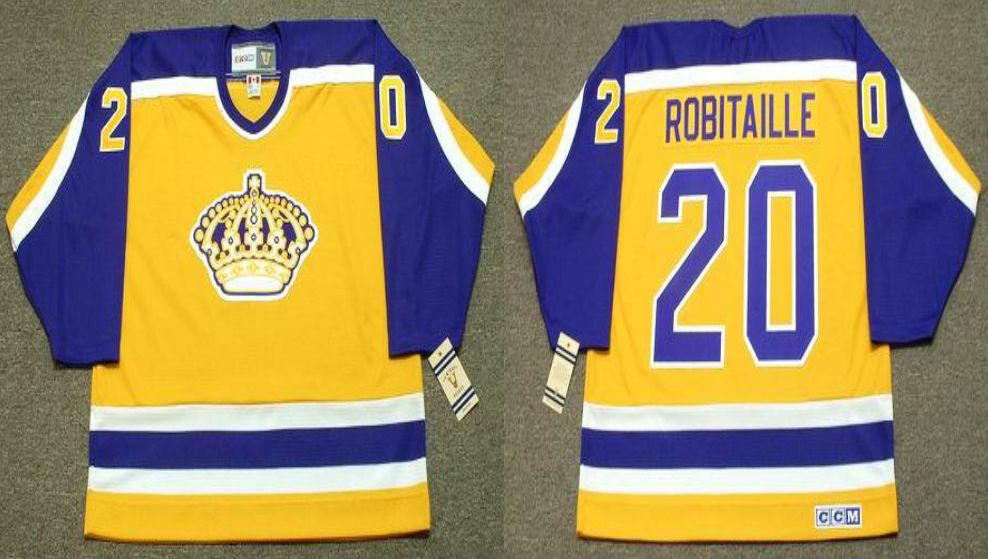 2019 Men Los Angeles Kings #20 Robitaille Yellow CCM NHL jerseys->los angeles kings->NHL Jersey